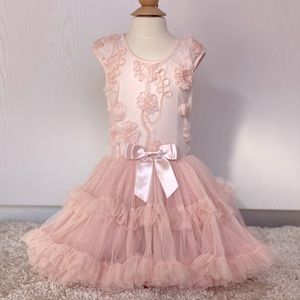 Popatu Dusty Pink Toddler Girl Puffy Dress